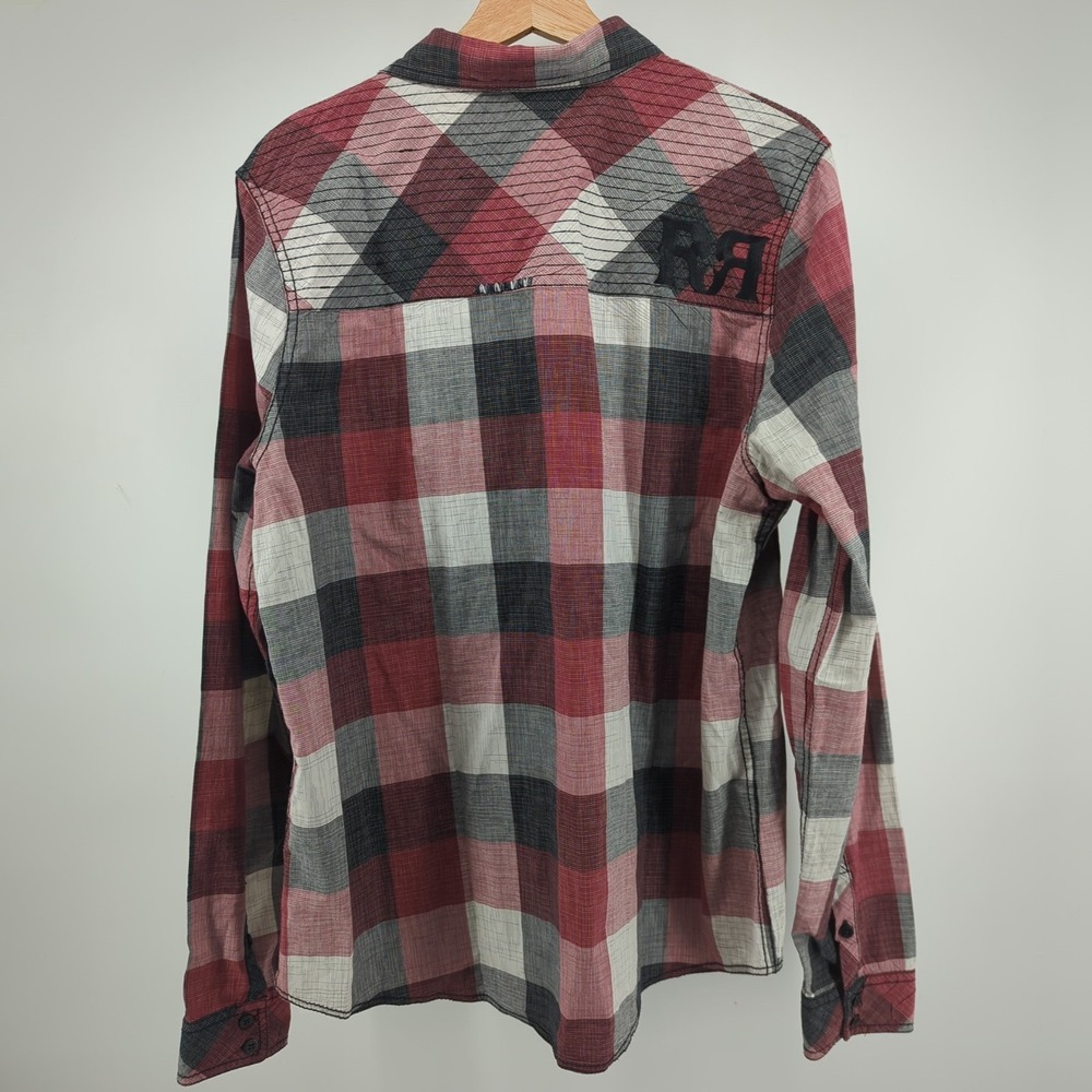 Rock Revival Western Shirt Mens Large Red Plaid Embroidered Designer Button Up - Picture 3 of 9